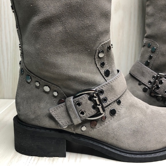 Sam Edelman Deryn Buckle Studded Suede Heeled Boot - Picture 4 of 10
